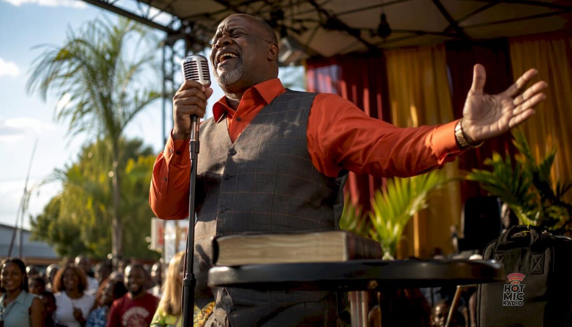 Singer performing gospel music in church