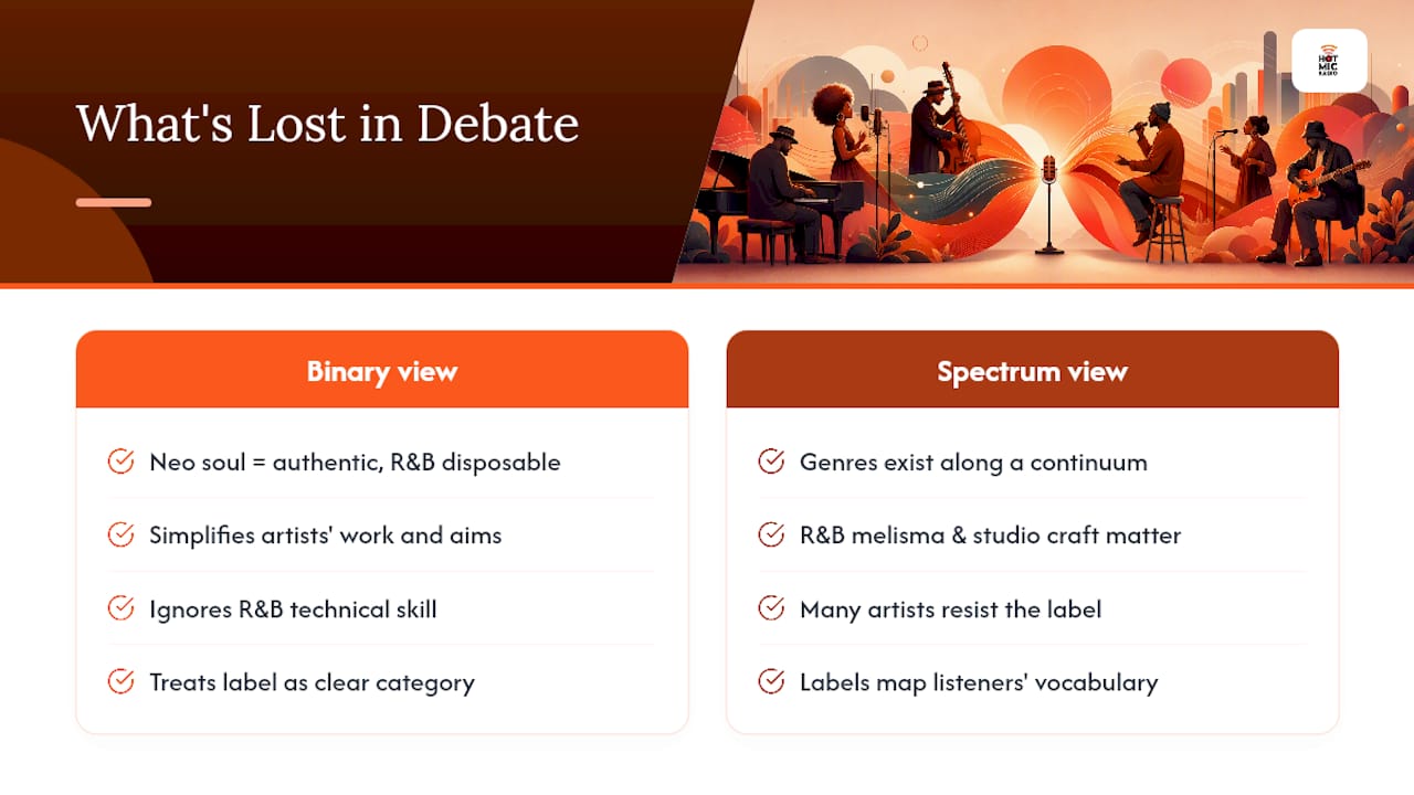 Our Take: What Gets Lost in the Neo Soul vs RB Debate — overview diagram