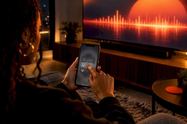 Listener casting radio audio to a television