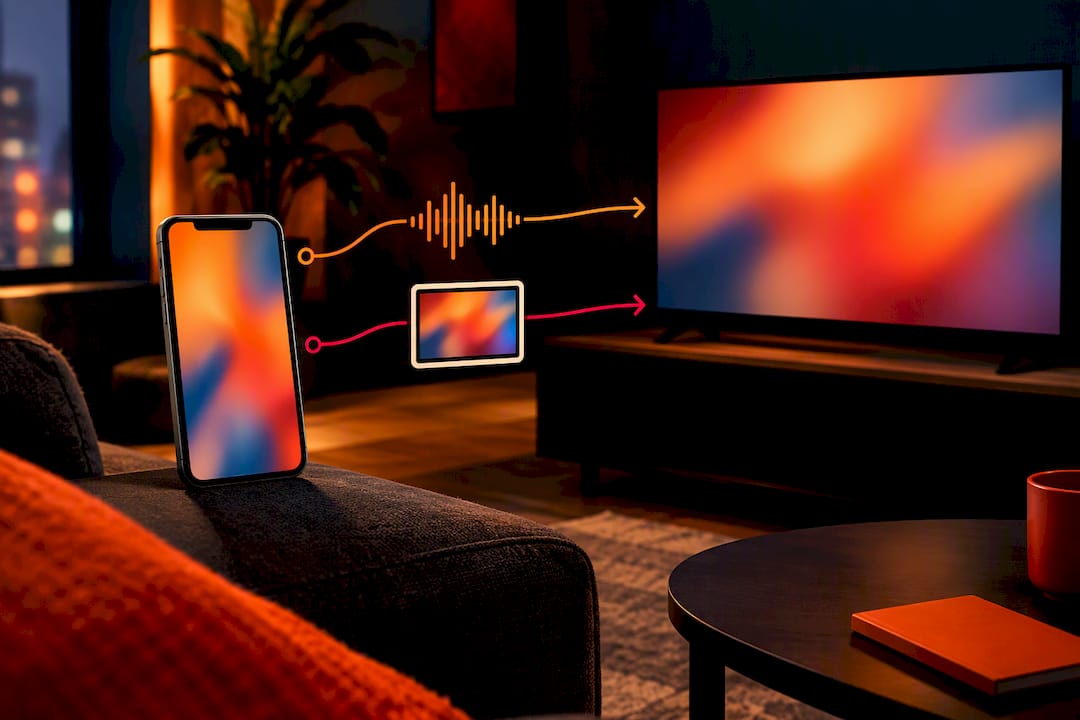 Illustration comparing playback handoff and mirroring