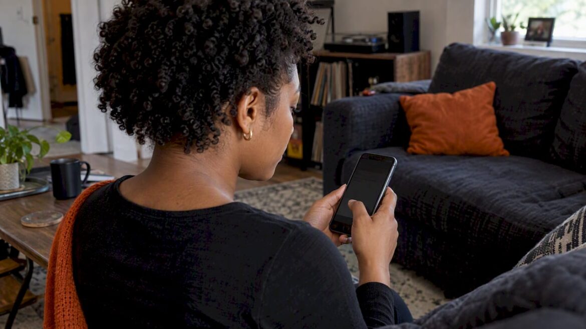 Listener saving an R&B station on smartphone
