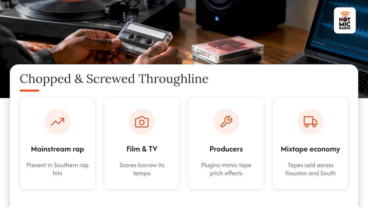 The throughline from Houston mixtapes to modern production — overview diagram