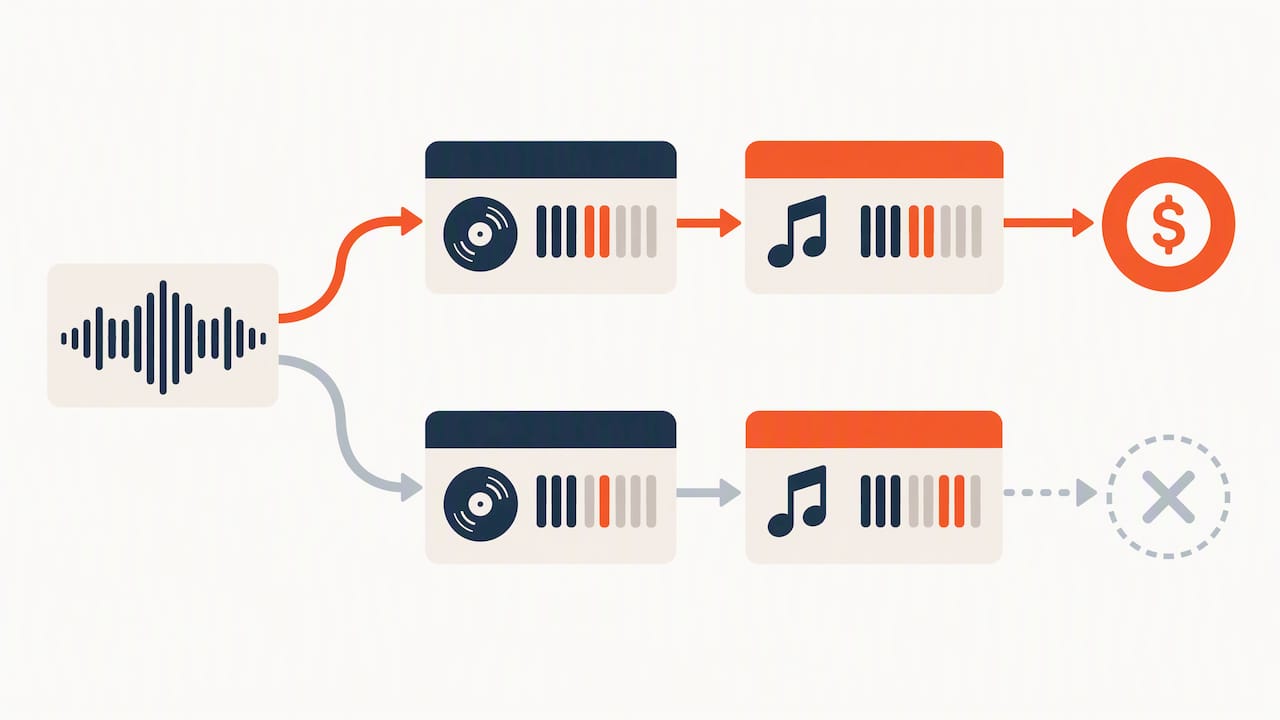 Matching track identifiers across distributor and PRO records