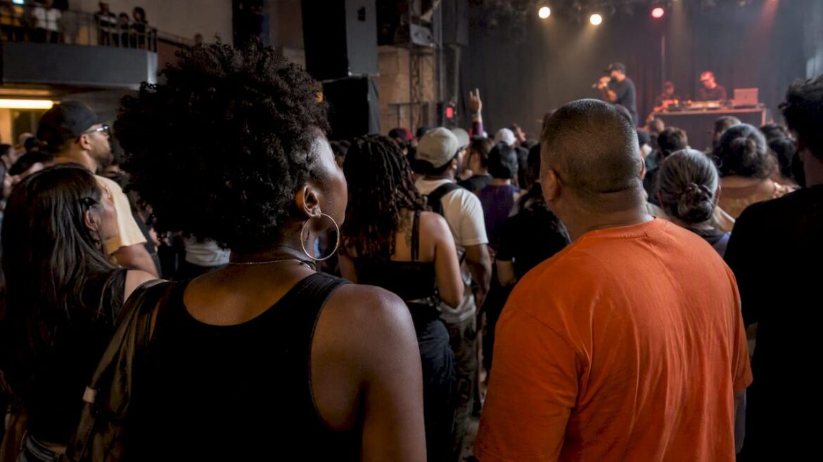 Multigenerational fans at a hip-hop concert